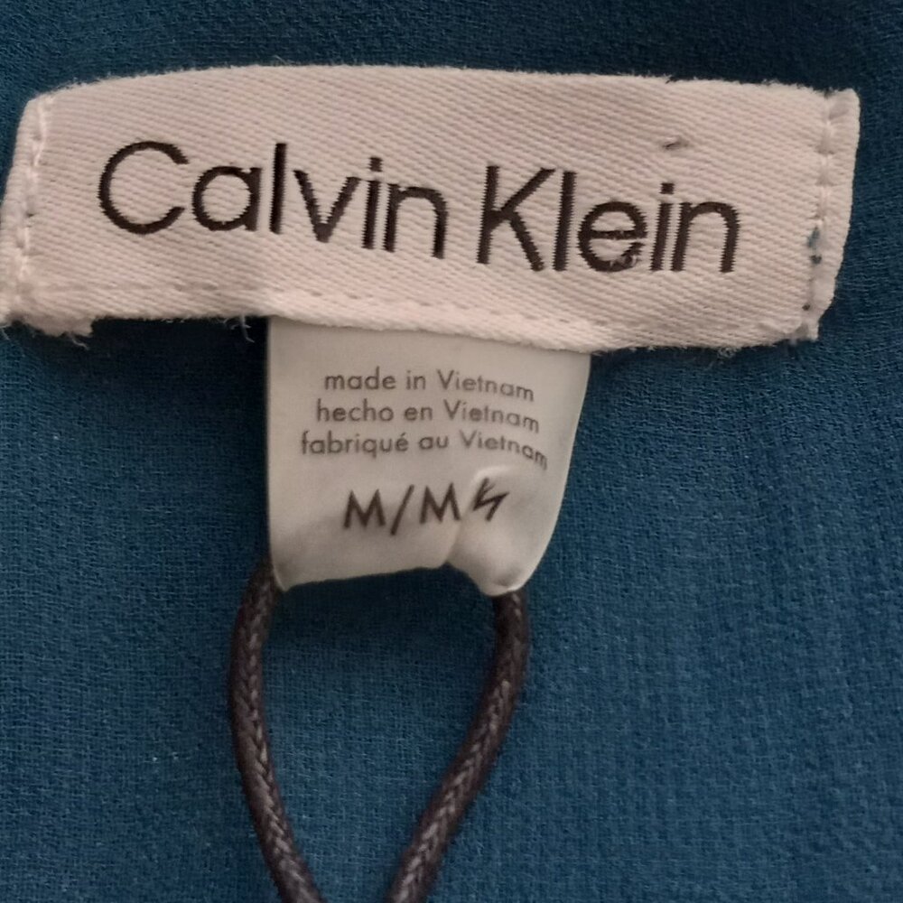 NWT Calvin Klein Royal Green Metallic Polka Dot Cami | Spaghetti Strap Sz M - Picture 4 of 6
